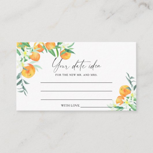 Citrus Orange - Ideen für die Datumsnacht \ Datum  Begleitkarte (Vorderseite)