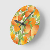 Citrus Orange Kitchen Design Runde Wanduhr (Winkel)