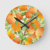 Citrus Orange Kitchen Design Runde Wanduhr (Vorderseite)