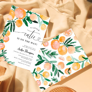 Citrus Orange Kleine Süsse auf der Way Baby Dusche Einladung