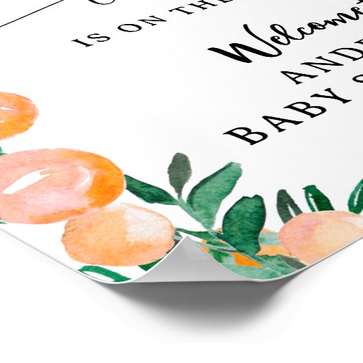 Citrus Orange Kleine Süsse auf der Way Baby Dusche Poster (Ecke)