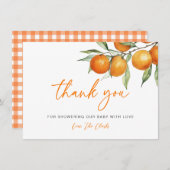 Citrus Orange Kleine Süsse Kinderdusche Dankeskarte (Vorne/Hinten)