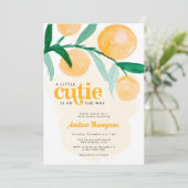 Citrus Orange Kleine Süsse Kinderdusche Einladung (Stehend Vorderseite)
