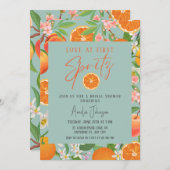 Citrus Orange Liebe bei First Spritz Brautparty Einladung (Vorne/Hinten)