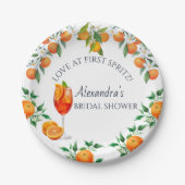 Citrus Orange Liebe bei First Spritz Brautparty Pappteller (Vorderseite)