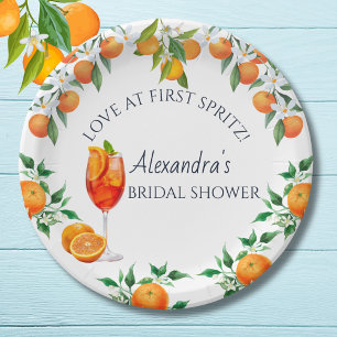 Citrus Orange Liebe bei First Spritz Brautparty Pappteller