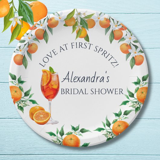Citrus Orange Liebe bei First Spritz Brautparty Pappteller