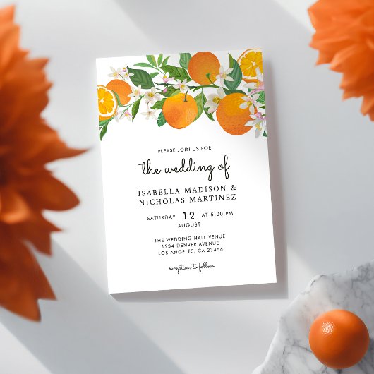 Citrus Orange Mandarine Floral Wedding Einladung