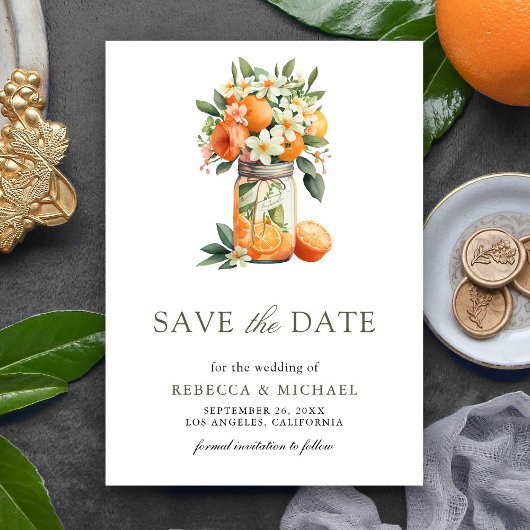 Citrus Orange Mason Jar Foto Wedding Save The Date