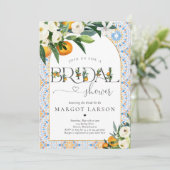 Citrus Orange Mediterranes Brautparty Einladung (Stehend Vorderseite)