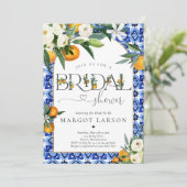 Citrus Orange Mediterranes Brautparty Einladung (Stehend Vorderseite)