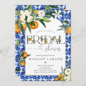 Citrus Orange Mediterranes Brautparty Einladung (Vorne/Hinten)