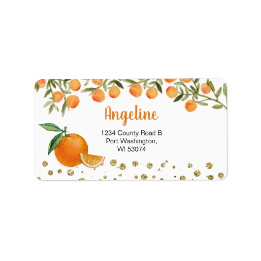Citrus Orange Modern Address Label Adressaufkleber (Vorne)
