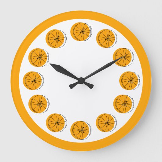 Citrus Orange Multi clock rund Große Wanduhr (Vorderseite)