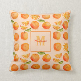 Citrus Orange Muster Monogram Kissen