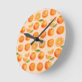 Citrus Orange Muster Runde Wanduhr (Winkel)