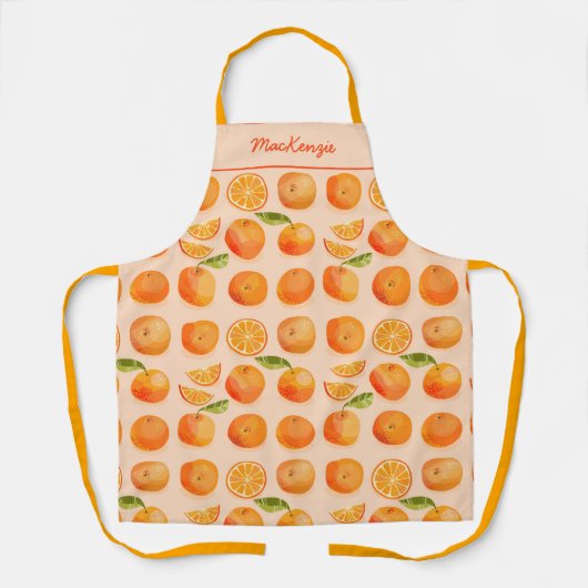 Citrus Orange Pattern Individuelle Name Schürze (Vorderseite)