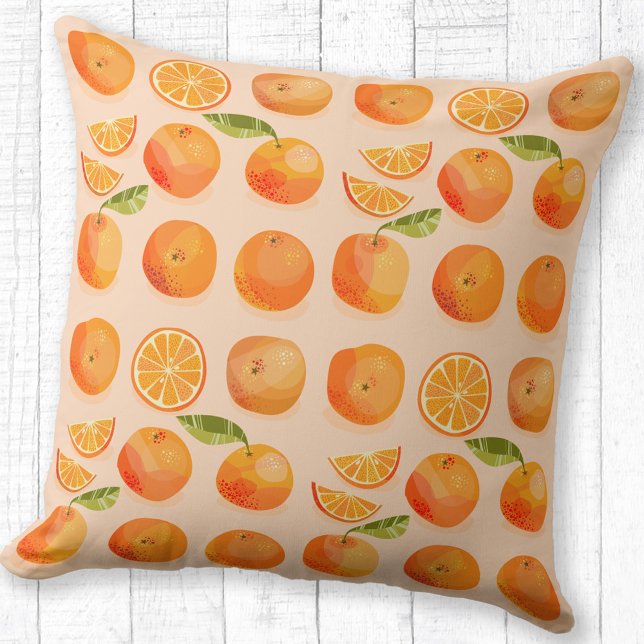 Citrus Orange Pattern Kissen (Citrus oranges pattern throw pillow)
