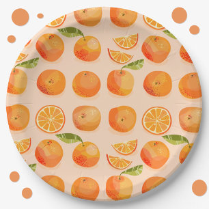 Citrus Orange Pattern Pappteller