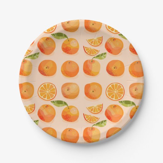 Citrus Orange Pattern Pappteller (Vorderseite)