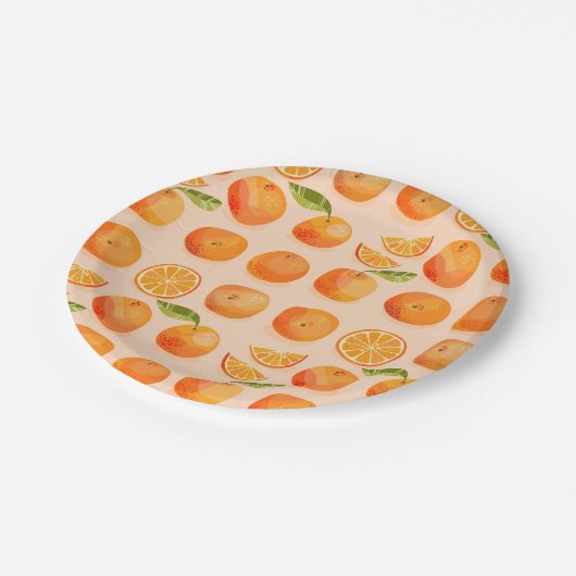 Citrus Orange Pattern Pappteller (Schrägansicht)