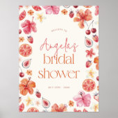 Citrus Orange Pink Brautparty-Willkommensschild Poster (Vorne)