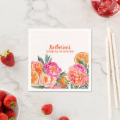 Citrus Orange & Pink Floral Bold Brautparty Serviette (Beispiel)