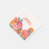 Citrus Orange & Pink Floral Bold Brautparty Serviette (Ecke)
