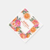 Citrus Orange & Pink Floral Bold Brautparty Serviette (Ecke)