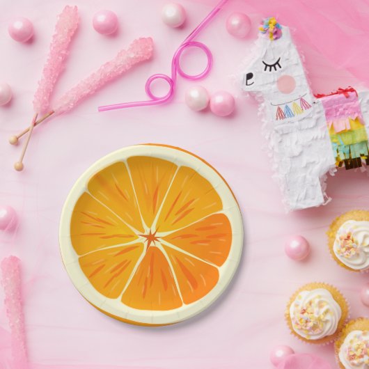 Citrus Orange Slice Paper Plate Pappteller (Party)
