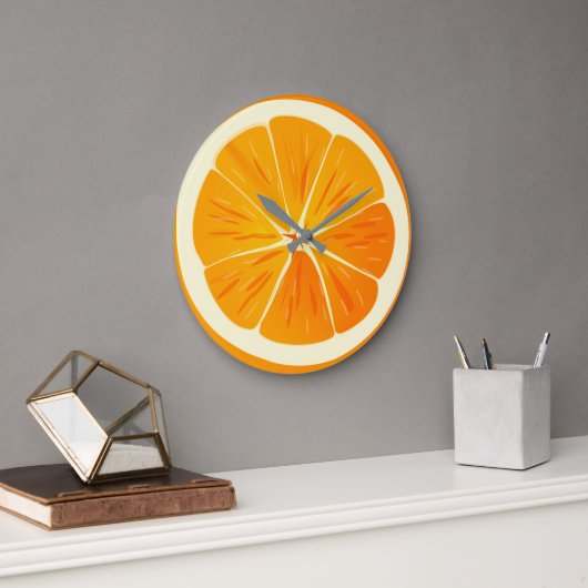 Citrus Orange Slice Round Wall Clock Große Wanduhr (Büro)