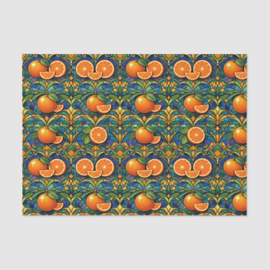 Citrus Orange Tiffany Style Seidenpapier (Vorderseite)