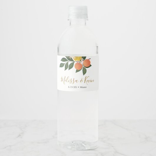 Citrus Orange und Zitronen Wasserflaschenetikett (Vorderseite)