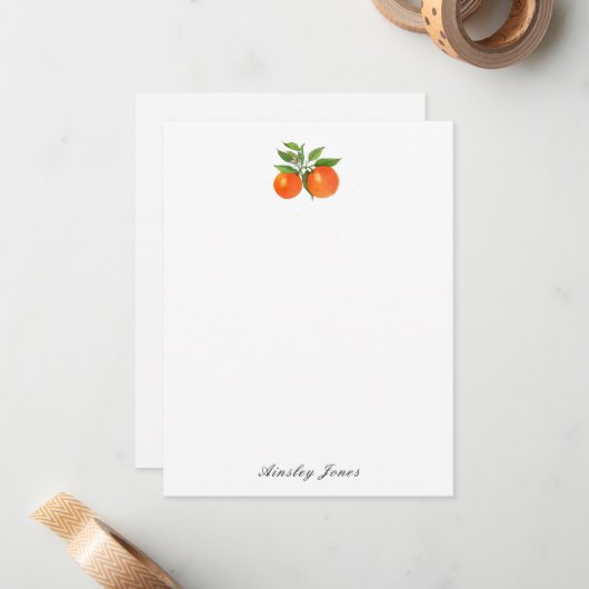 Citrus Orange Wasserfarbe Personalisiert Mitteilungskarte (Vorderseite/Rückseite Beispiel)