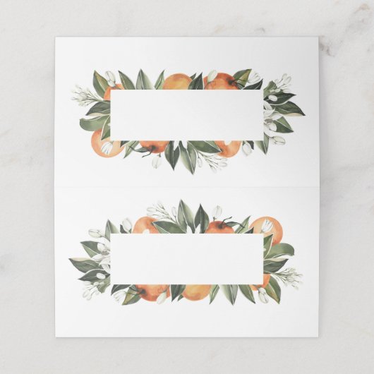 Citrus Orange Wedding Table Platzkarte (Außenseite Aufgefaltet)
