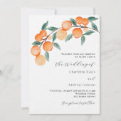 Citrus Orangen Aquarell QR UAWG Luxus Hochzeit Einladung (Vorderseite)