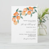 Citrus Orangen Aquarell QR UAWG Luxus Hochzeit Einladung (Stehend Vorderseite)