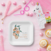 Citrus Orangen grünes Geschlecht neutrale Babydusc Pappteller (Party)