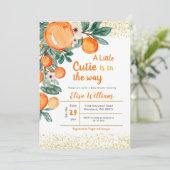 Citrus Orangen Kinderdusche Einladung (Stehend Vorderseite)