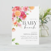 Citrus Orangen rosa Blumengebäck Einladung (Stehend Vorderseite)