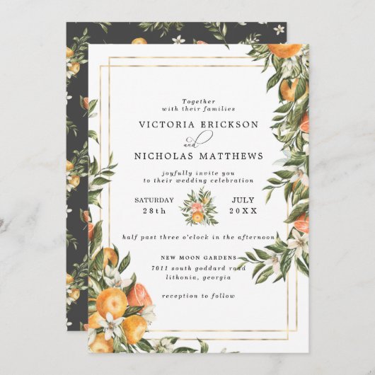 Citrus Orchard | Boho Botanical Wedding Einladung (Vorne/Hinten)