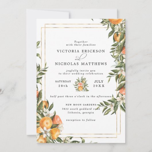 Citrus Orchard | Boho Botanical Wedding Einladung (Vorderseite)