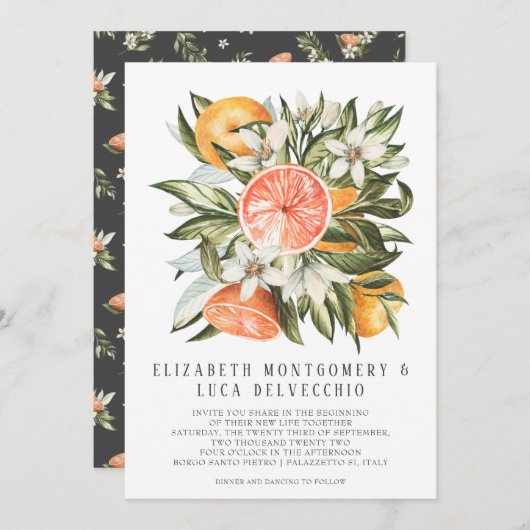 Citrus Orchard | Boho Botanical Wedding Einladung (Vorne/Hinten)