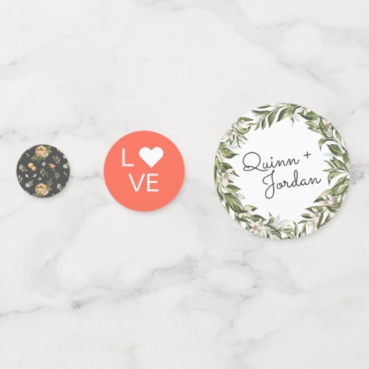 Citrus Orchard Boho Botanisches Brautparty Konfetti (Vorderseiten)