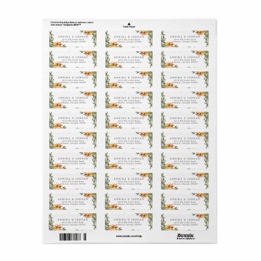 Citrus Orchard Boho Greenery Wedding Address Label (Vorne)