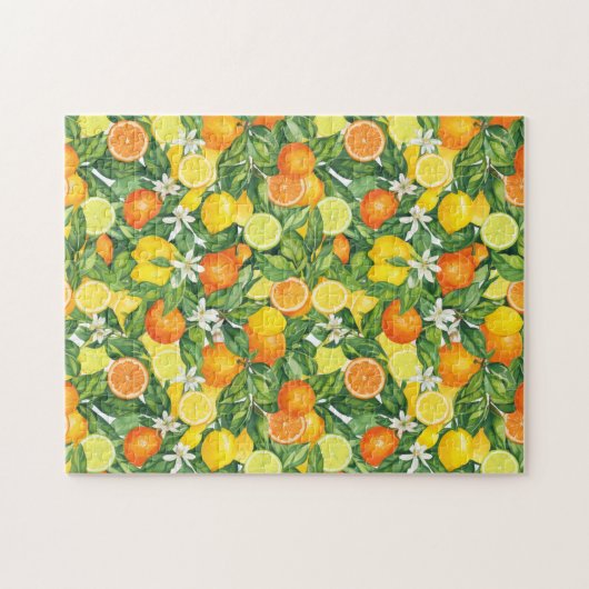 Citrus Orchard Harvest: Lemon & Orange pattern Puzzle (Horizontal)