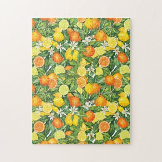 Citrus Orchard Harvest: Lemon & Orange pattern Puzzle (Vertikal)