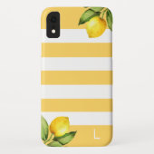 Citrus Orchard Lemon Stripe Monogram Case-Mate iPhone Hülle (Rückseite)