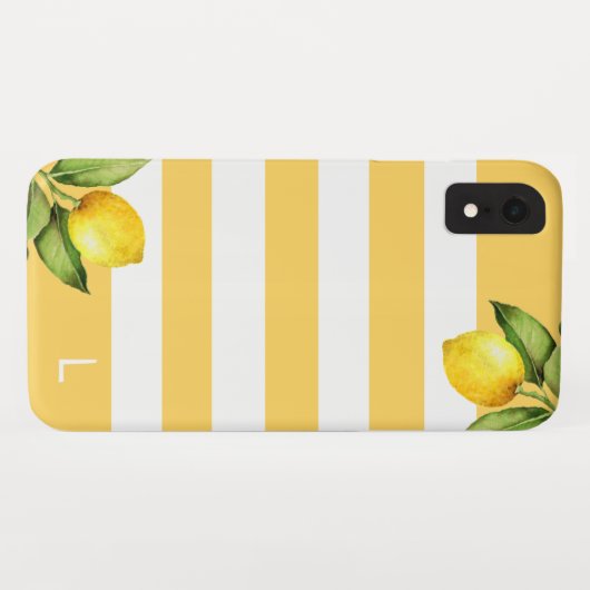 Citrus Orchard Lemon Stripe Monogram Case-Mate iPhone Hülle (Rückseite (Horizontal))