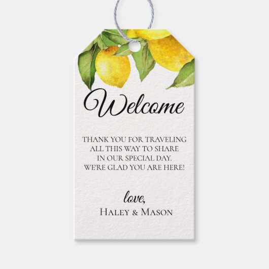 Citrus Orchard Wedding Welcome Bag Geschenkanhänger (Vorderseite)